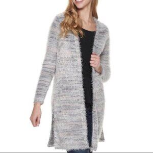 Candies Eyelash Cardigan Open Front Duster Long Sweater XS